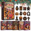 Calendario de Adviento Decorativo Festivo del Día de Muertos, Paquete de 24 Adornos Acrílicos 2D, Calendario de Cuenta Regresiva de Navidad con Diseños de Calaveras de Azúcar,