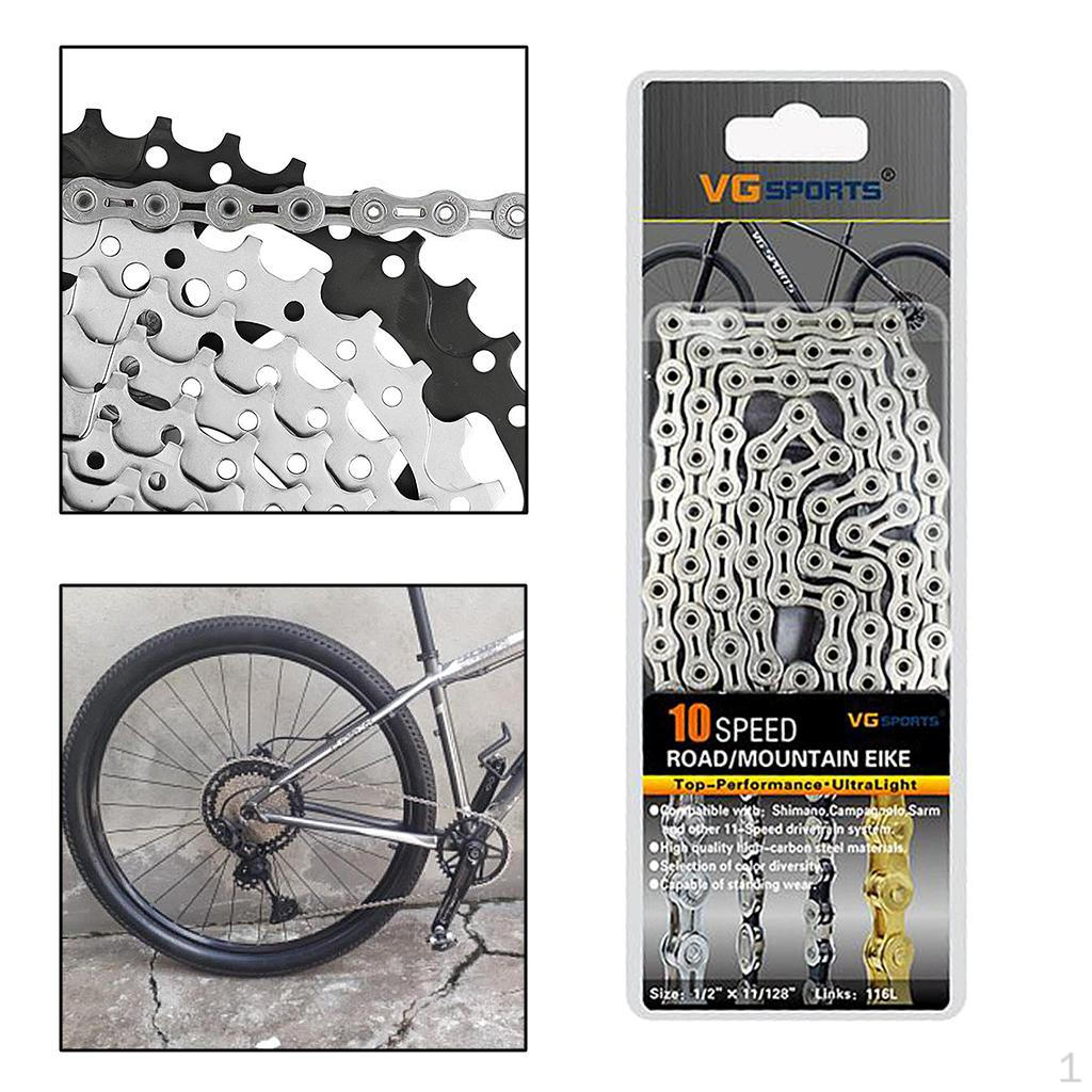 Цепь, 116 звеньев, высокопрочная сталь, велосипедная, для переключателя скоростей, горная, компоненты цепи Silver 10S