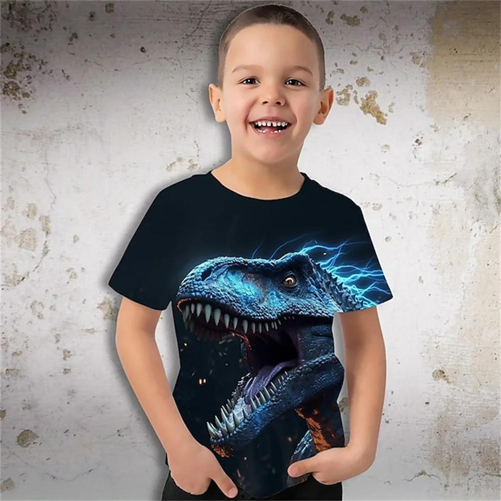 Children's Clothing Dinosaur T-Shirt For A Boy Baby Summer Clothes O-Neck Children Top Tees Fashion One Piece 2025 Kids Clothes