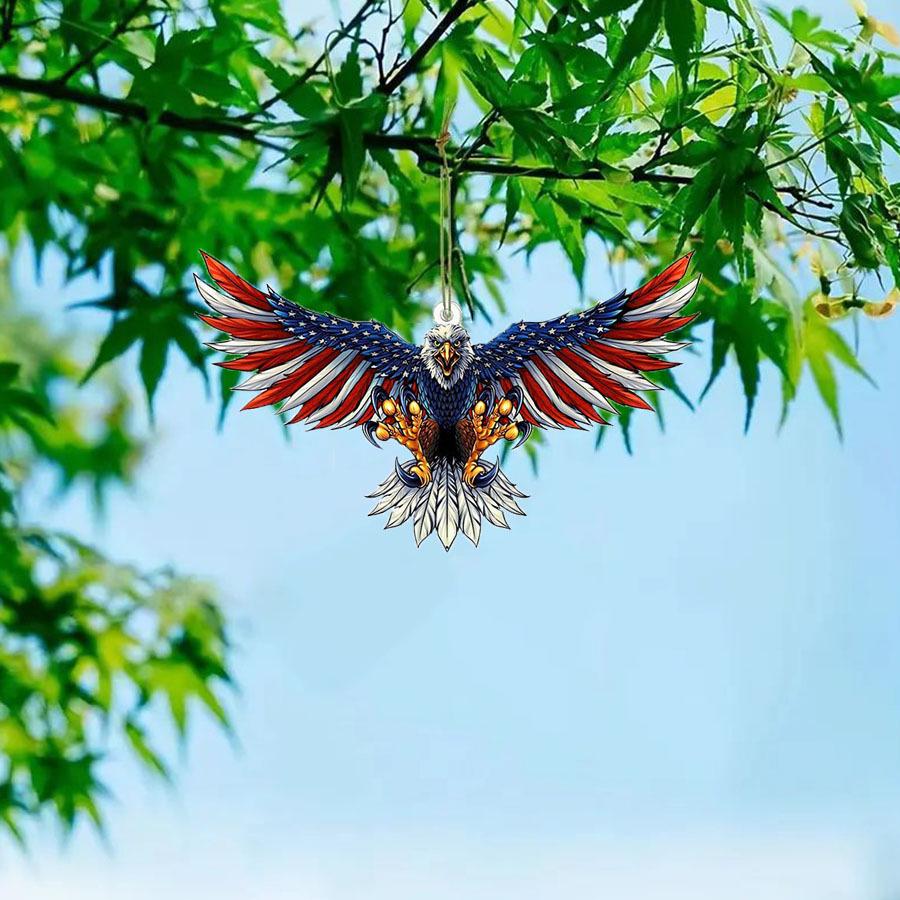 Pandantiv breloc mașină cu steag american cu vultur - cadou și decorare creativă pentru genți