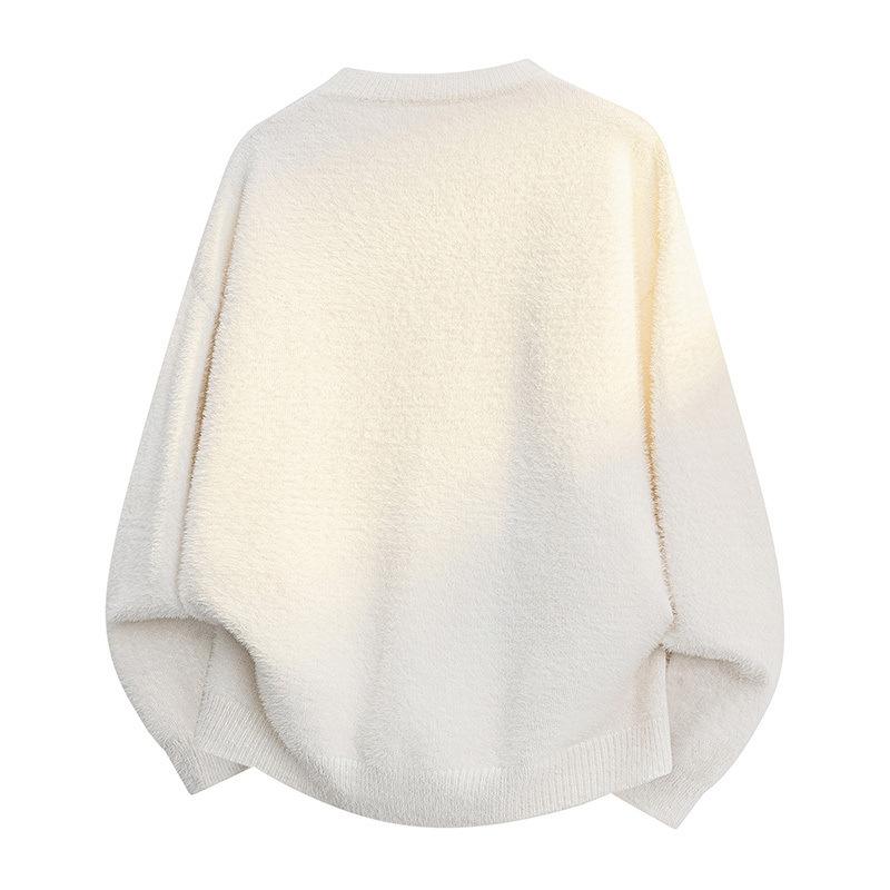 Pullovers Long Sleeves Sweaters Unisex Sweater Spring Autumn Kitten Tie-dyed Retro Couples Paragraph Knitted Bottoming Jumper Round Neck Wool Jumper
