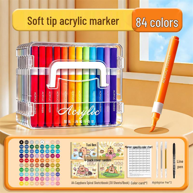 Opaque Multi-Color Acrylic Markers with Soft Tip, Waterproof for Students & Kids' Art, Kindergarten, Graffiti