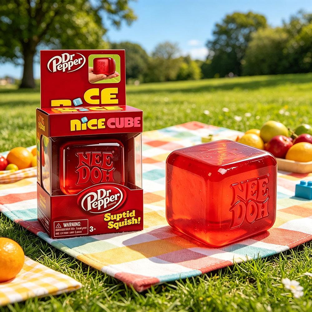 Dr Pepper X Needoh Nice Cube Squishy Stressavlastningsleke, Myk Klemme Fidget Cube for Barn og Voksne, Angstlindrende Sensorisk Leke