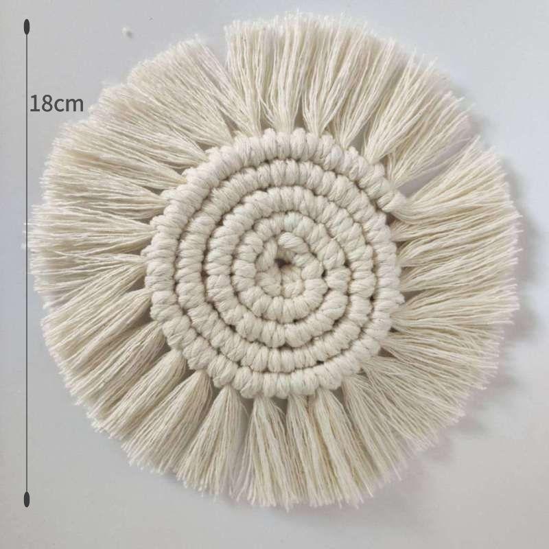 Handmade Macrame Coasters,Cotton Braid Cup Cushion Bohemia Style Non-slip Cup Mat Linen Mats Insulation Coffee Pad Placemat