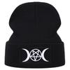 Fünf-Sterne-Mond Strickmütze Beanie für Damen und Herren Outdoor Wintermütze Bestickte Skimütze