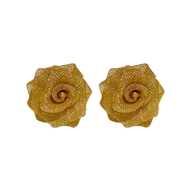 Name: "Retro Metallic Woven Flower Silver Stud Earrings"