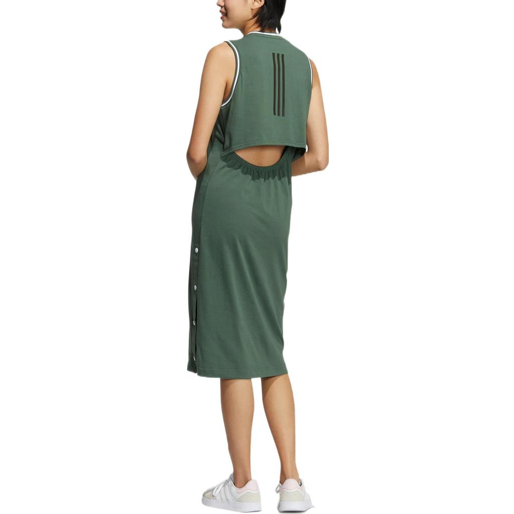 Adidas Neo Sleeveless Dresses Women's Green Crew Neck Moderate Long HN0015