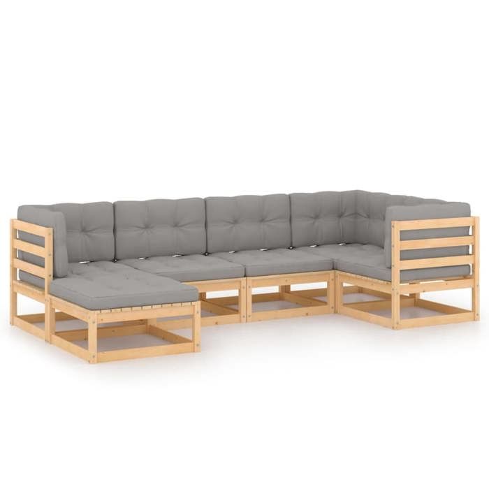 Maison Exclusive - Salon de jardin 6 pcs avec coussins Bois de pin massif