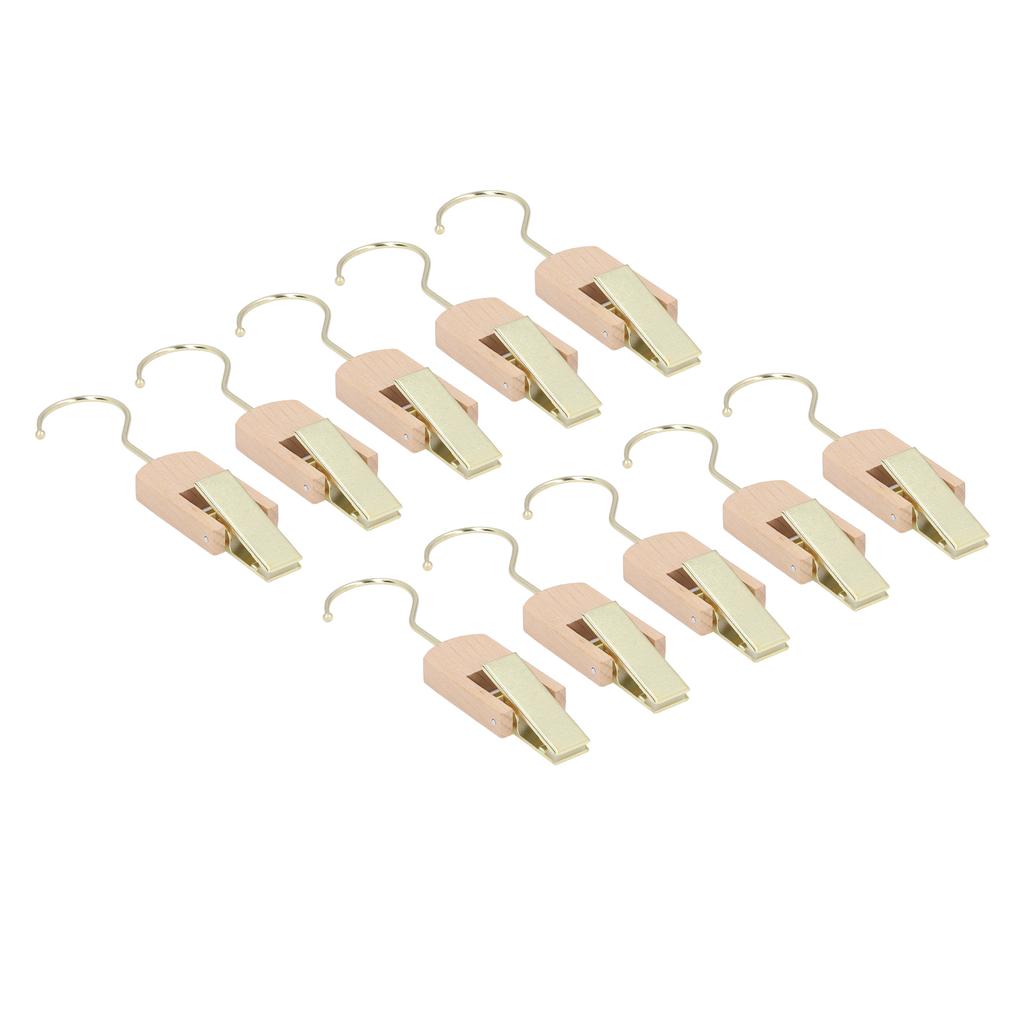 10cm Hanging Clips Metal Hook with Wood Clip 360 Degree Rotating Clothing Hooks for Closet Office