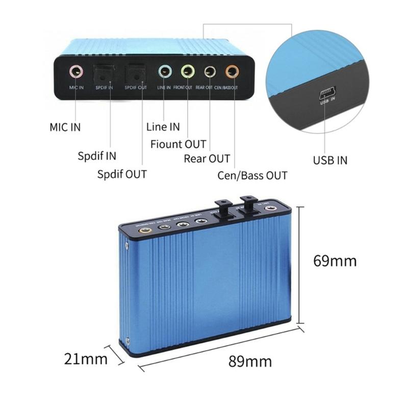 HIFI Sound USB External Sound Card 6.1 Channel Auditory Adapter Easy To Use Design For PC Gaming Computers