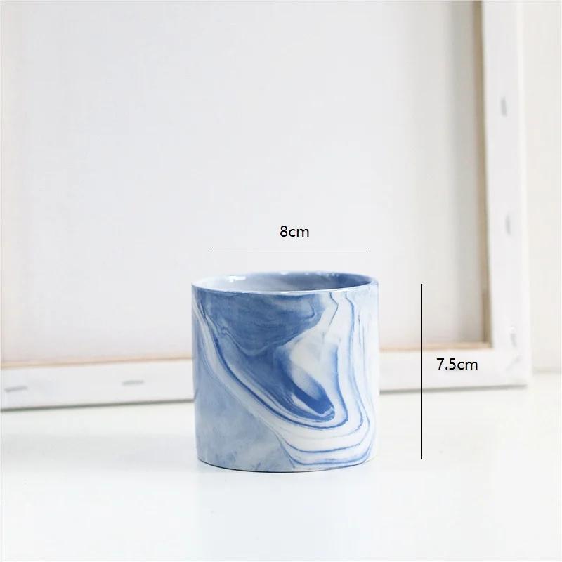 Nordic Ceramic Iron Art Marble Vase Pattern Rose Gold Green Table Plant Pot For Home Office Vases Decor Succulent Flower Pot