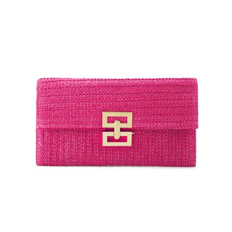 

Женская ручная сумка Повседневная плетеная сумка Летняя плетеная женская сумка из травы 27x16x2.5CM розы красного