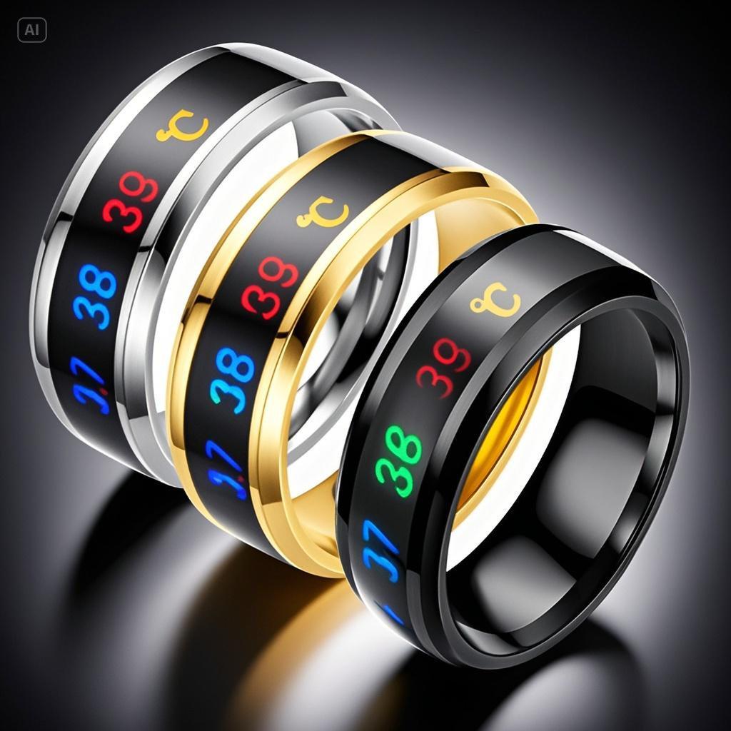 Smart Temperature-Sensitive Titanium Steel Ring for Men - European & American Style, Color-Changing, Non-Fading