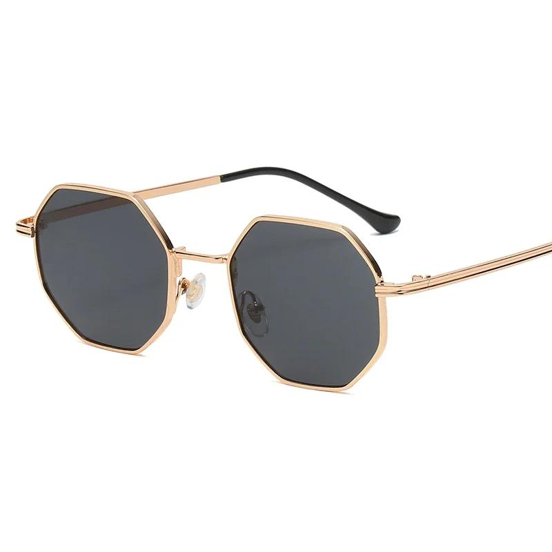 Polygonal Metal Retro Frame Women Sunglasses Universal Luxury Brand Design Mirror UV400 Sun Glasses