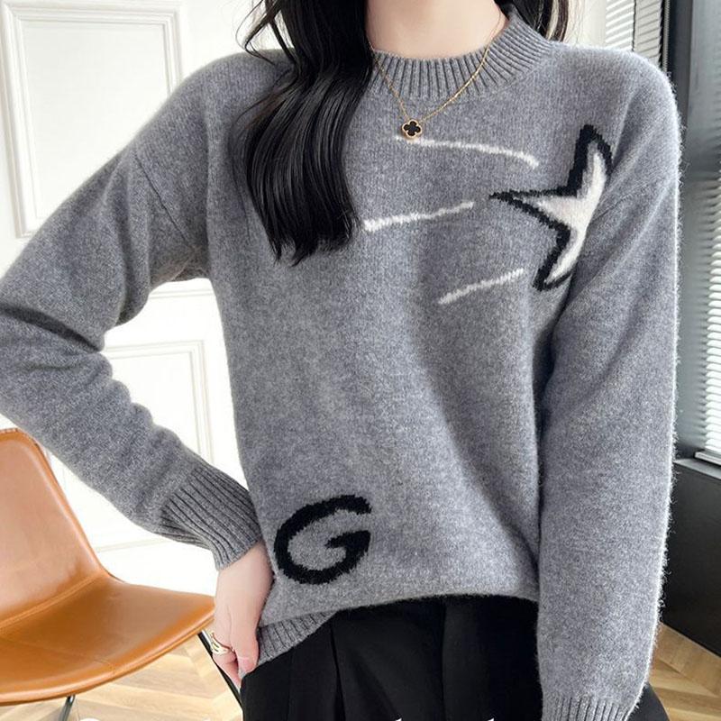 Svetr pro ženy Podzim Zima Zesílený Pulovr Teplý Pletený Pružný Dlouhý Rukáv Nadměrný Svetr Topy