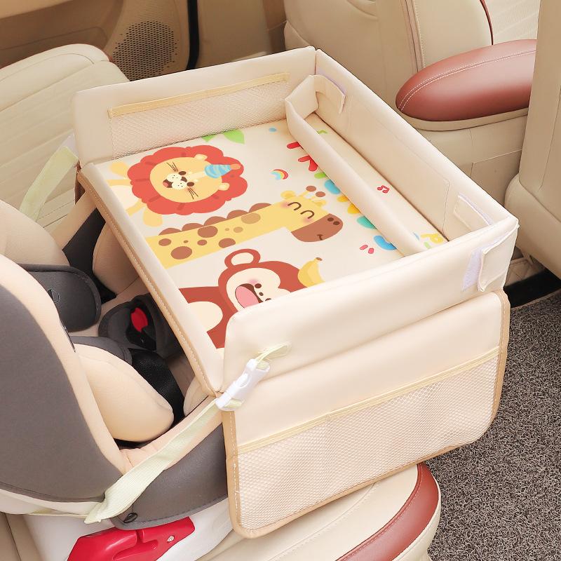 Car Dining Drawing Table Car Child Safety Seat Tray Cartoon Car Seat Table Tray Small Table Storage Tool Foldable Waterproof