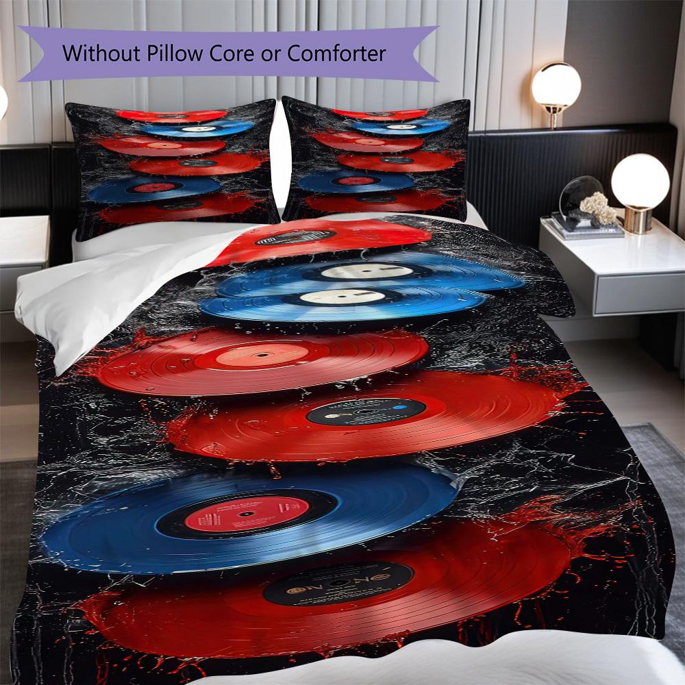 1PC Music, guitar Theme Bedding Quilt Set Quilt Cover Pillowcase Home Decoration Birthday Gift (1 * duvet cover + 2* pillowcase, without core)