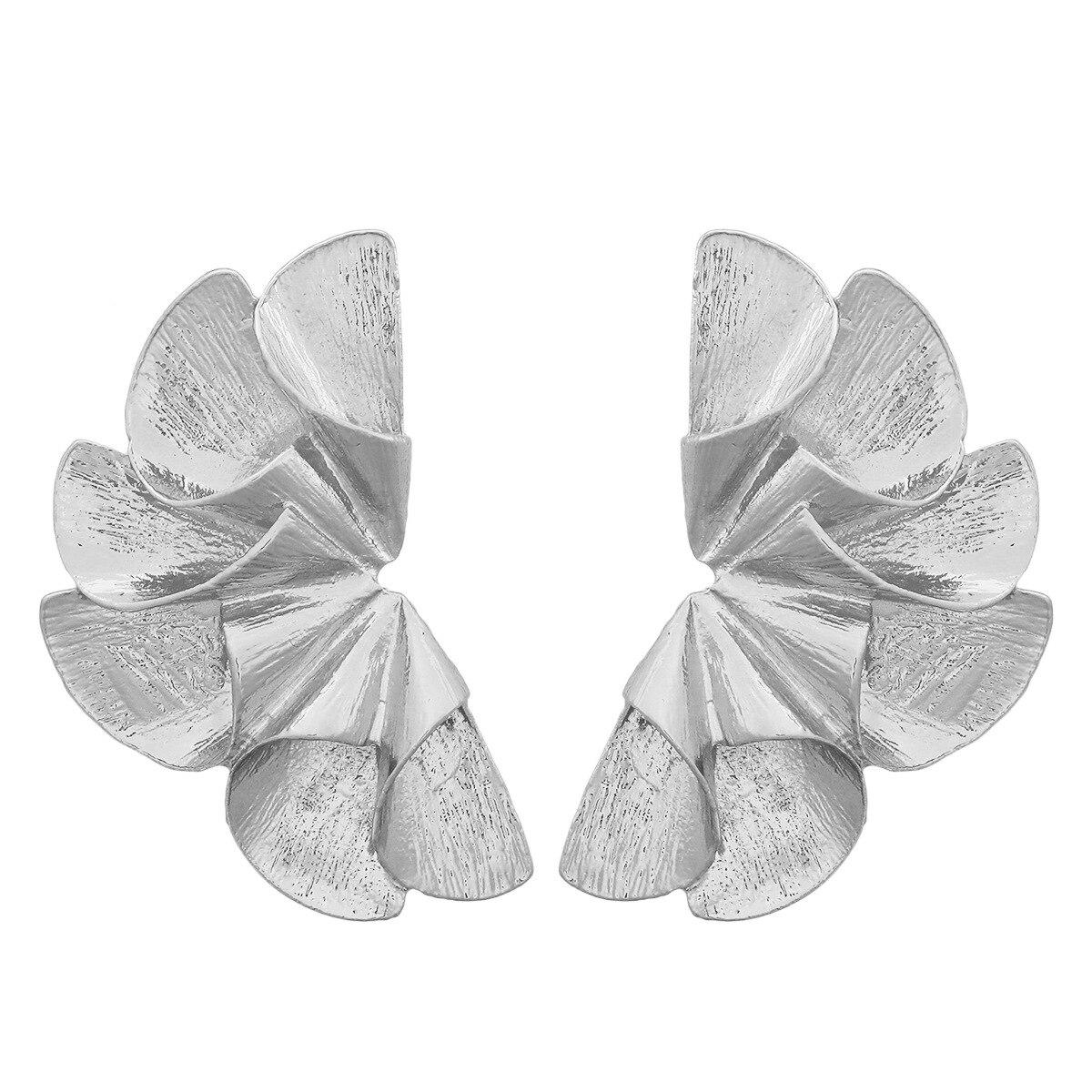 

Pinkdudu, новые летние креативные серьги-гвоздики с металлическим цветком, винтажные роскошные симметричные геометрические серьги для женщин, ювелирные изделия PD1524 серебряный