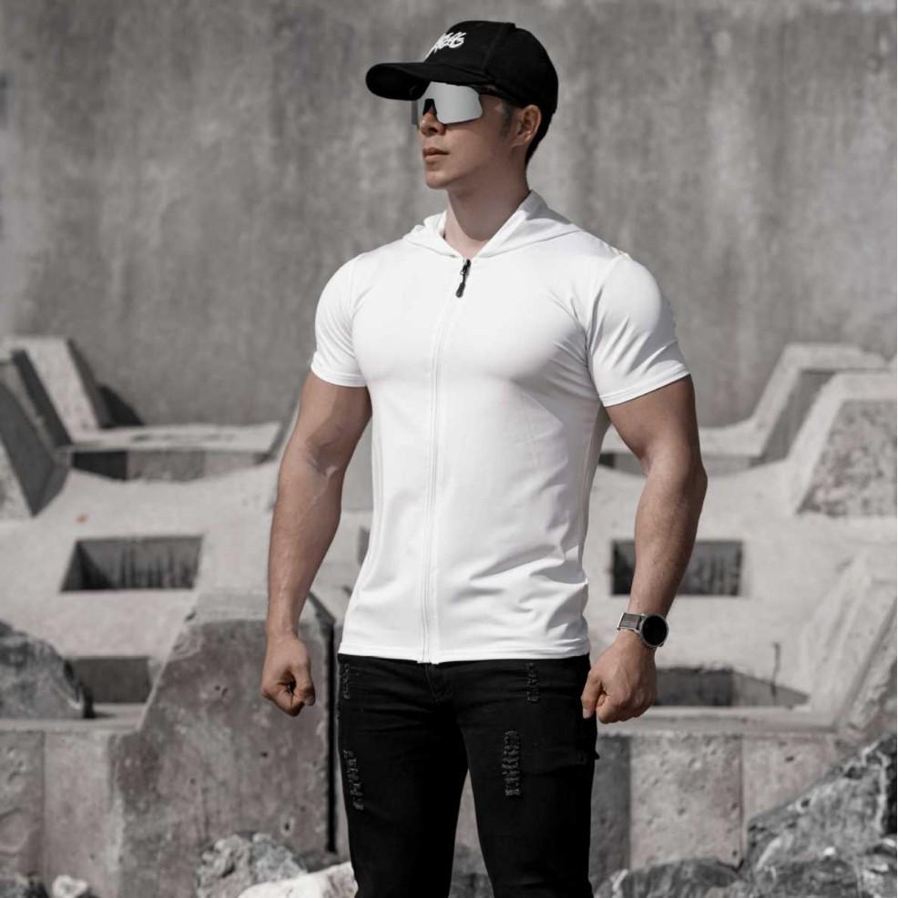 Men's Quick-Dry Slim Fit Hooded T-Shirt for Fitness & Running