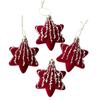 Christmas Tree Baubles Wine-Red Plastic Geometric Ornament with Textured Finish and Hanging Strings for Shop, Hotel