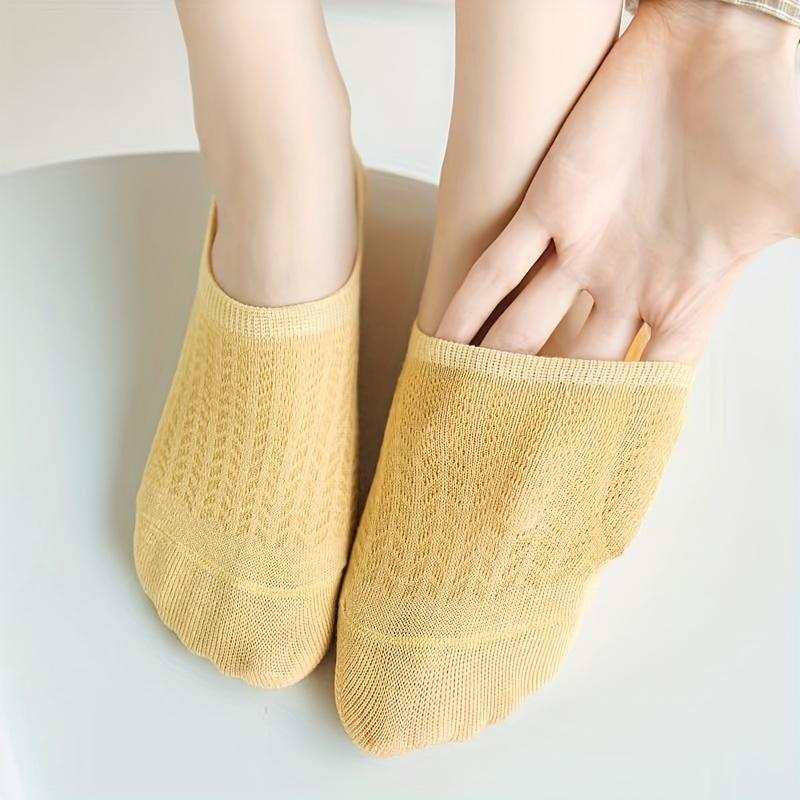 Women Invisible Socks Solid Color Knit Breathable Short Socks