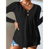 QICED Women's Fashion Casual Solid Color Print Long Sleeve V Neck Blouses & Shirts
