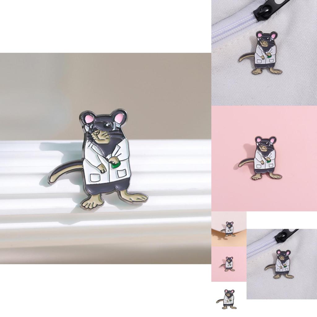 Whimsical Cartoon Animal Brooch With Charming Mouse Illustration Perfect For Stylish Outfits