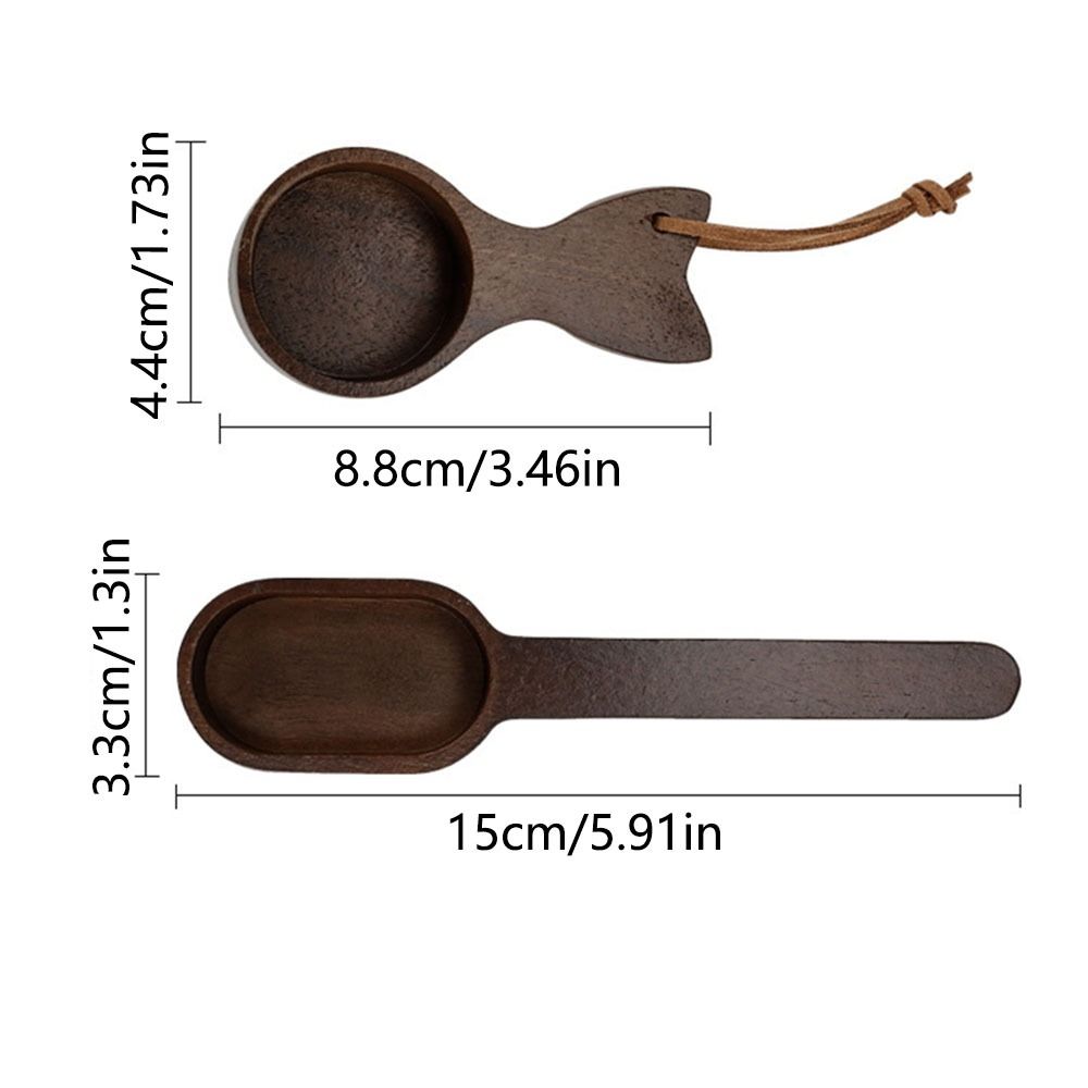 with Leather Lanyard Wooden Coffee Spoon Fishtail Design Kitchen Tablespoon Coffee Bean Scoop Tea