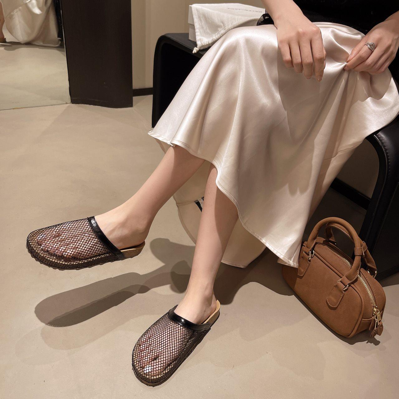 

Cool Slippers Women S Beach Fishing Net Bag Head Hollow Casual Year And A Half Slippers Women S Summer Outer Wear Korean 40 чорний
