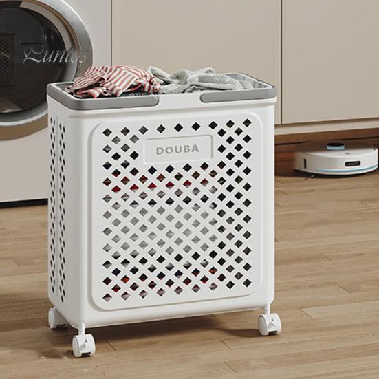 Foldable Laundry Basket with Wheels Large Capacity Hollow Breathable Rolling Laundry Basket Dirty Clothes Hamper