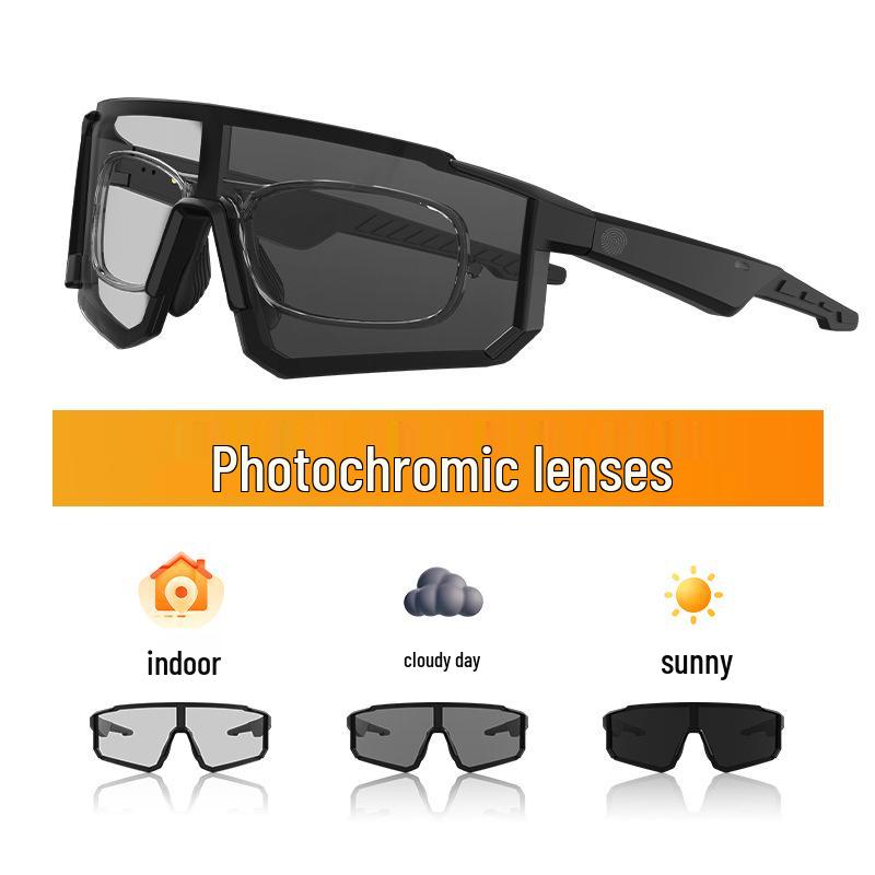 Smart Bluetooth Audio Cycling Goggles: AI Color-Changing, Windproof Glasses with Built-in Earphones