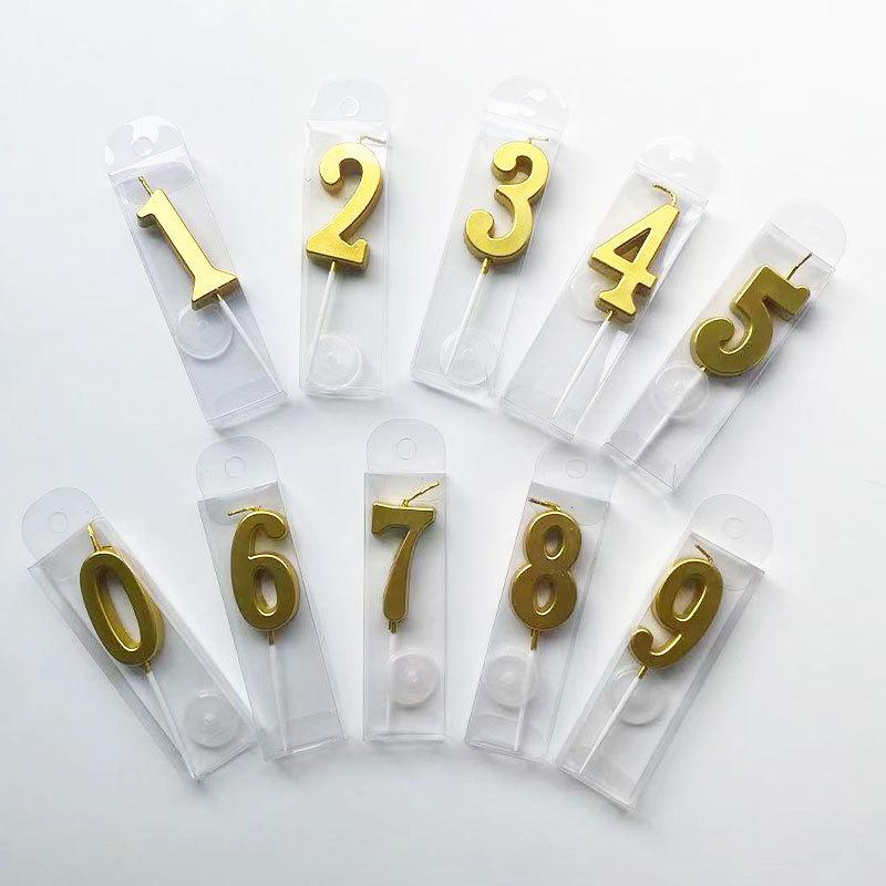Gold Number Candles: Glossy Blister Pack for Birthdays & Anniversaries