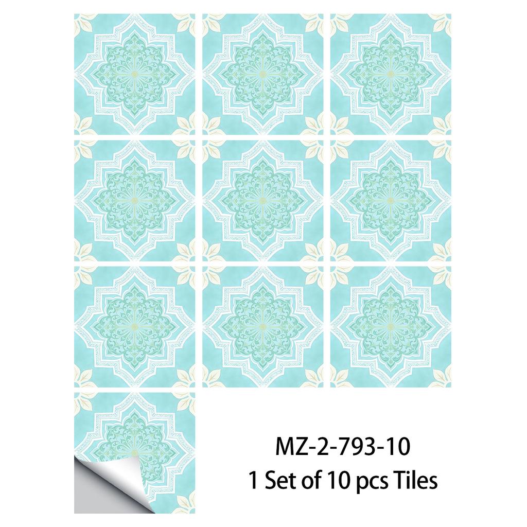 10 Pezzi Adesivi Piastrelle Mandala Boho - Decalcomanie Murali in PVC Lucido Cristallo - Murale Autoadesivo Impermeabile per Pavimento Cucina Bagno Decorazione Casa