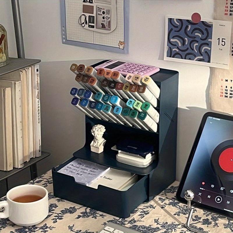 Large Capacity Oblique Pen Holder Storage Box Student Children Girl Makeup Brush Bucket Office Desktop Storage Pen Bucket Stationery Organizer