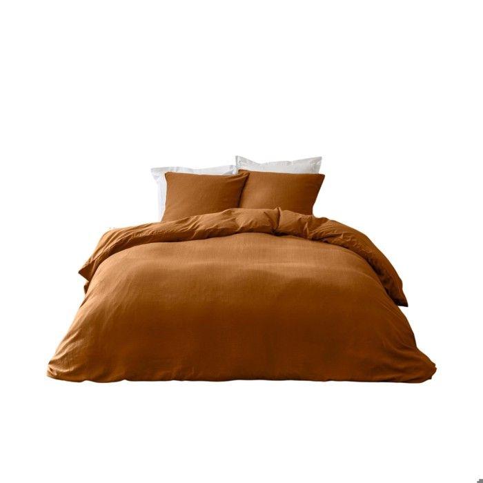 Parure de lit en coton relief 260 x 240 cm Clara caramel