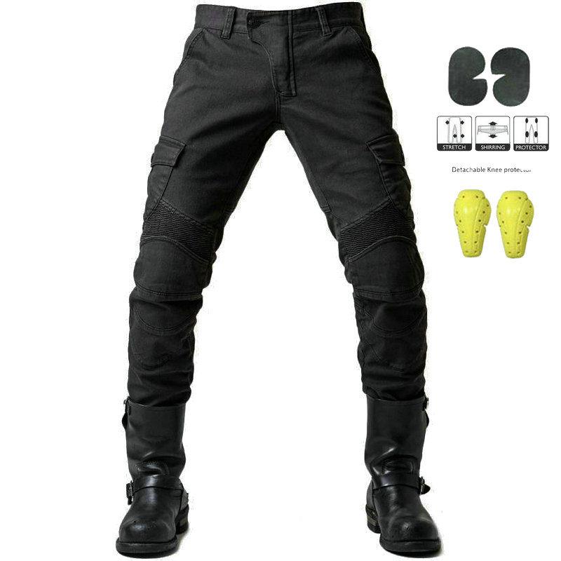Men's Four Seasons Stretch Denim Motorcycle Racing Pants, Military Green