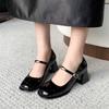 Women Mary Janes Shoes Luxury Party Women High Heels Designer British Style Lolita Shoe Elegant Thick Heel Women Shoes Sandalias