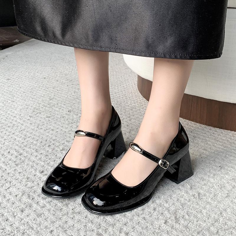Women Mary Janes Shoes Luxury Party Women High Heels Designer British Style Lolita Shoe Elegant Thick Heel Women Shoes Sandalias