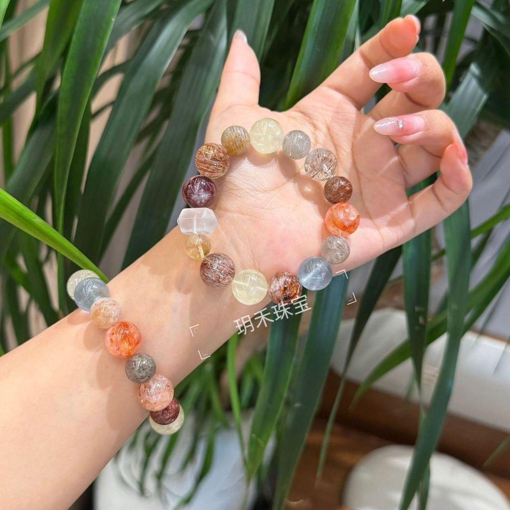 Natural Multi-Colored Phantom Crystal Bracelet - Light Luxury Niche Jewelry