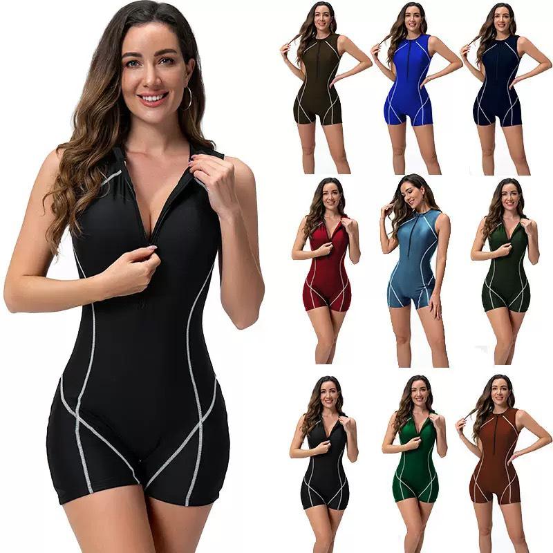New European & American Women's One-Piece Surf Swimsuit - Zipper Diving Suit & Sportswear Jellyfish Design