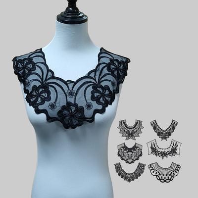 Black Organza V-Neck Front Leader Sub Diy Embroidery Sewing Collar Lace Decoration With Clothing Accessories