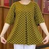 2023 Summer Trendy Mid-Sleeve Polka Dot Round Neck Korean Plus Size Top