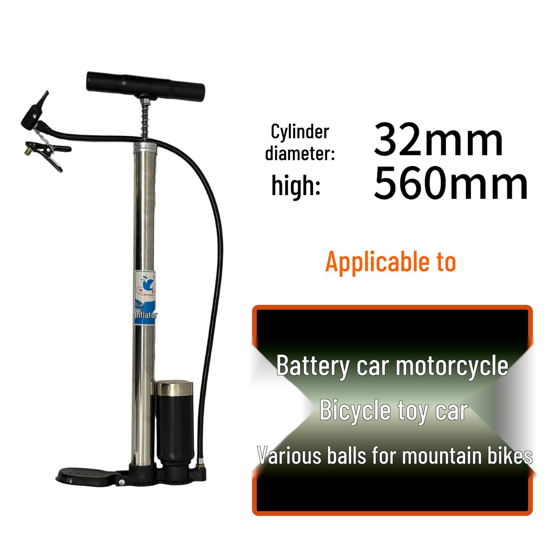 

Bestselling Portable High-Pressure Stainless Steel Pump for Home, Electric Vehicle, and Bicycle - Durable and Labor-Saving One Size срібний