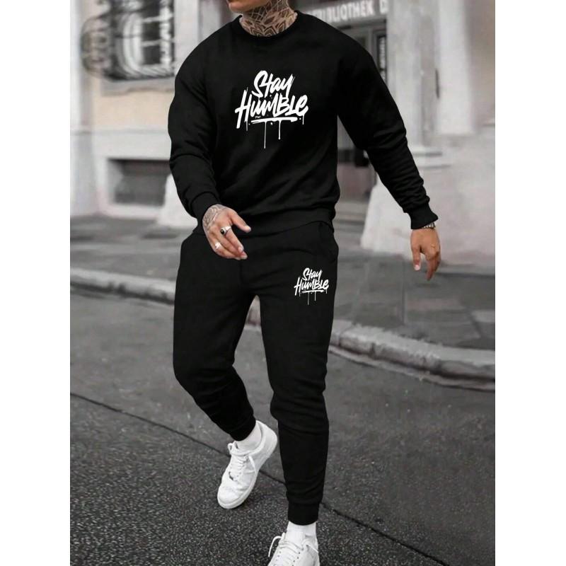 Mens Casual Hooded Sweatshirt Set Long Sleeve Tracksuit Lightweight Sporty Outfit Teens Young Adults