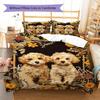 Cute Puppy Dogs Pattern Bedding Quilt Set Quilt Cover Pillowcase Home Decoration Birthday Gift (1 * Duvet Cover + 2 * Pillowcase, Without Core)