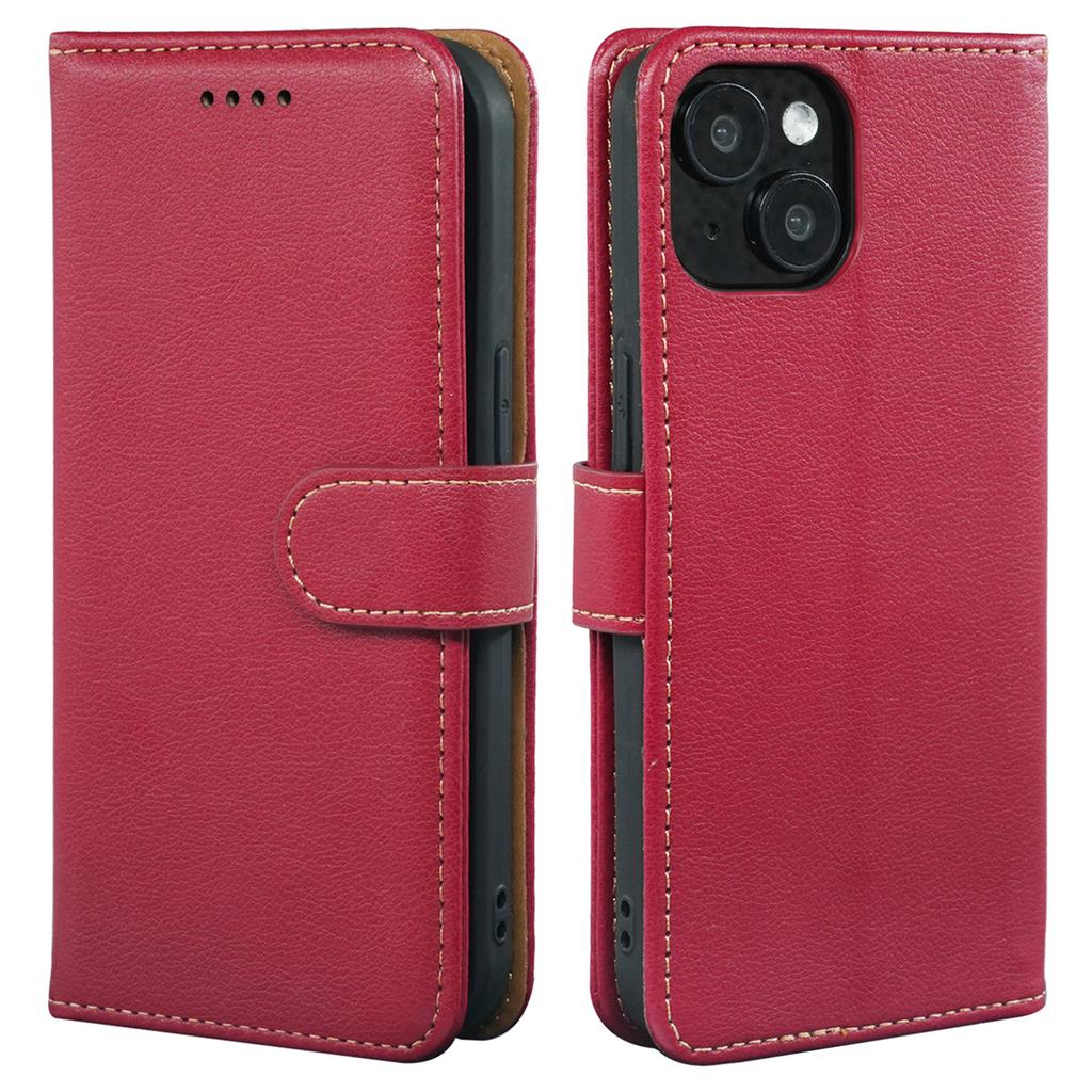 For iPhone 14 Case RFID Blocking Wallet Litchi Texture Leather Phone Cover Magnetic Clasp