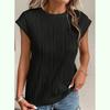 Women's Fashion Tops Round Neck Ultra Short Sleeve Solid Color Summer T-Shirt