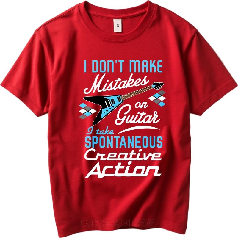 Black Summer Man tshirt I Dont Make Mistakes On Guitar I Take Spontaneous Creative Action Short Sleeve Rock O Neck Tees S