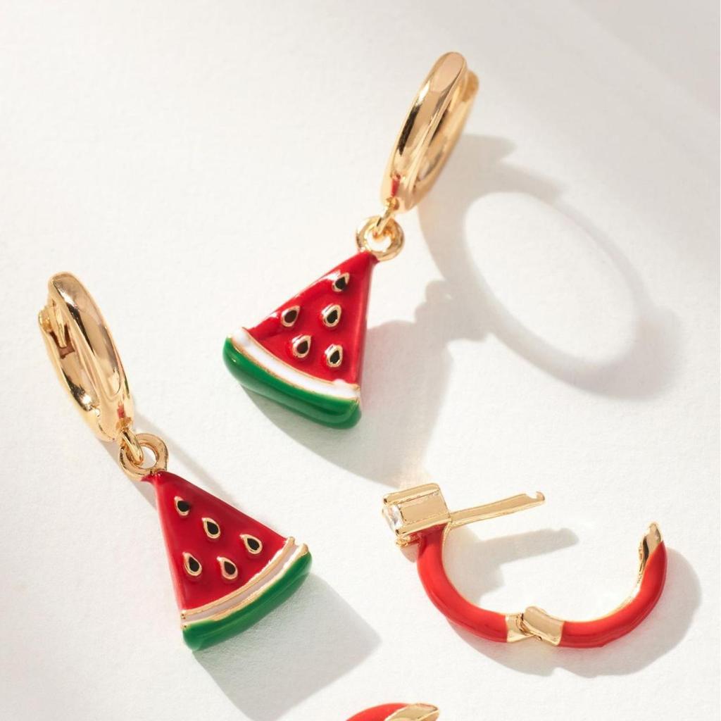 Niche Design Sense Color Zircon Fruit Earrings Stainless Steel Quality Assurance Color