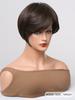 Short Synthetic Wigs Dark Brown Natural Wig with Side Bangs for Women Cosplay Daily Party Pixie Cut Wigs High Temperature Fibre